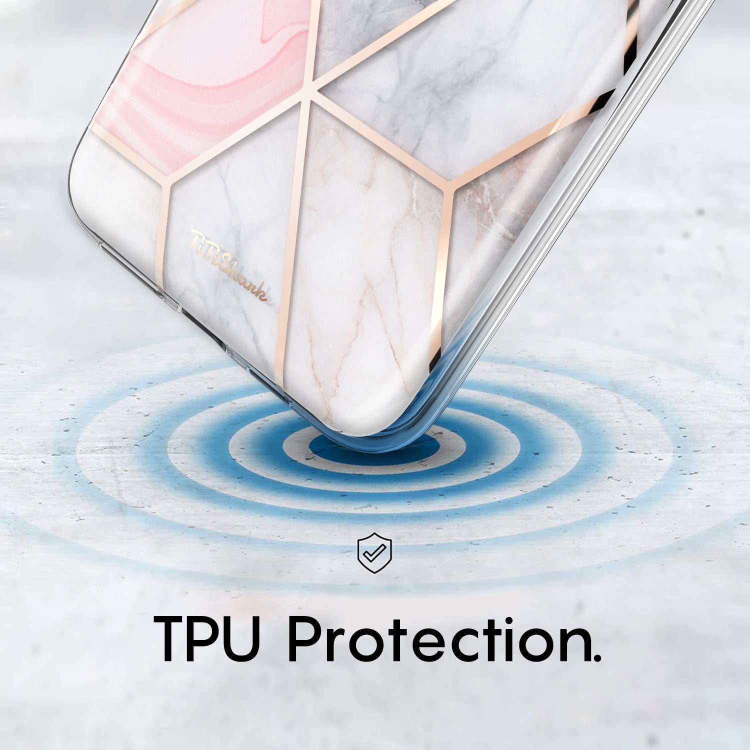 TiTiShark For iPhone X/XS Case Clear Marble Shockproof Case-Pink