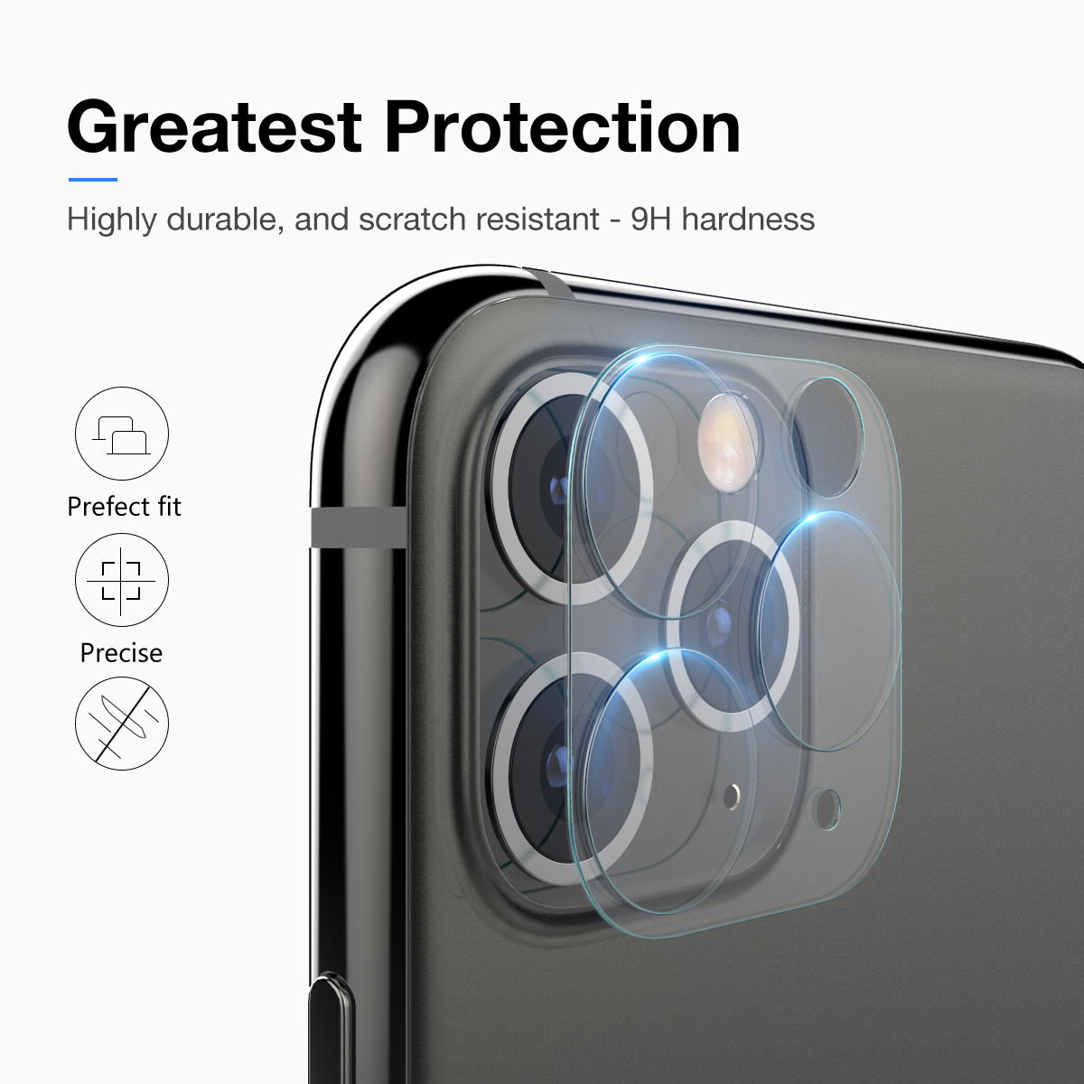 MAXSHIELD iPhone 11 Pro Max Full Coverage Camera Lens Tempered Glass Screen Protector