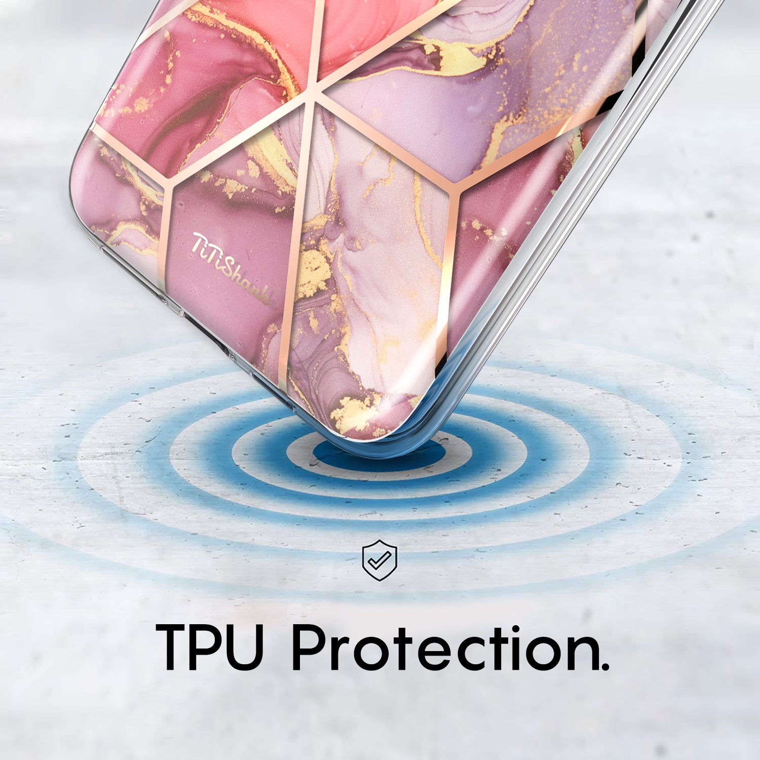 TiTiShark For iPhone X/XS Case Clear Marble Shockproof Case-Purple