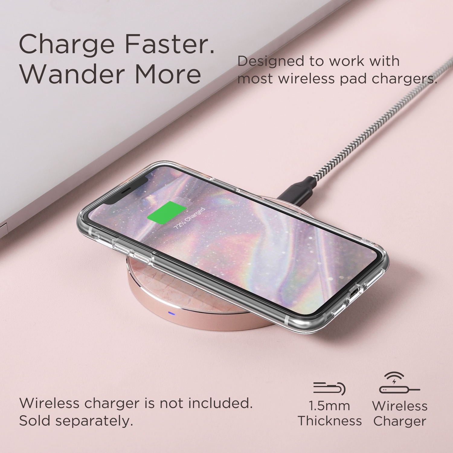 TiTiShark For iPhone X/XS Case Clear Marble Shockproof Case-Pink