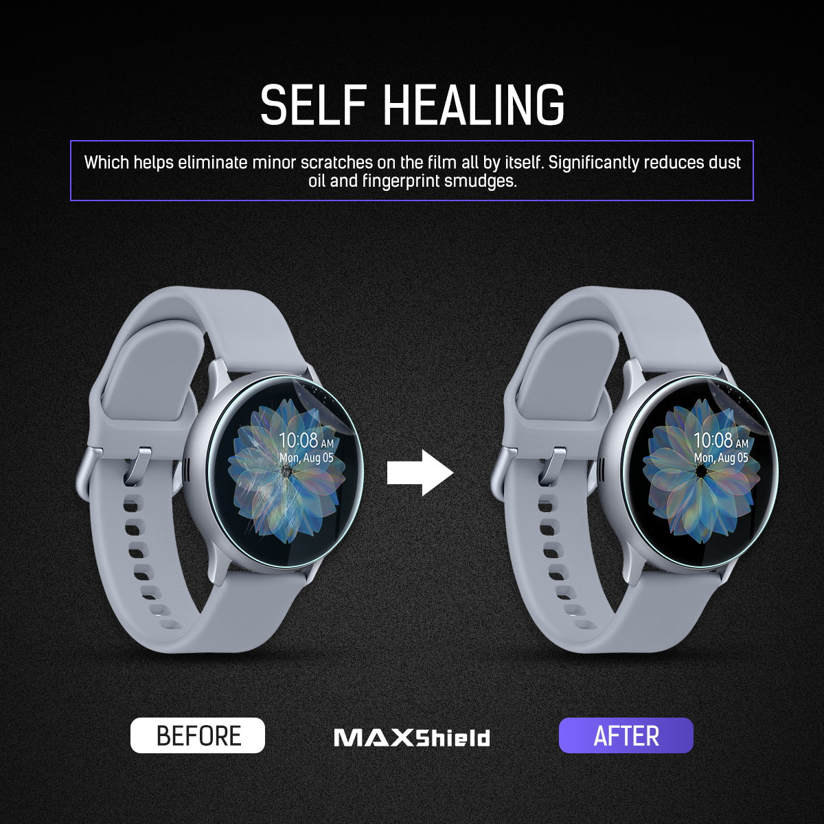 Maxsheld Samsung Galaxy Watch Active Full Coverage Waterproof Screen Protector