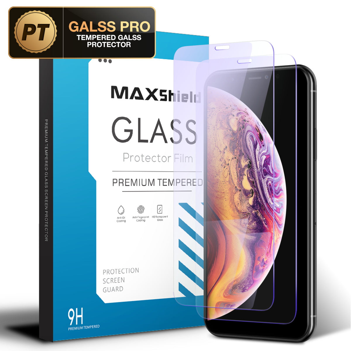 For Apple iPhone Xs, Maxshield HD 9H Tempered Glass Screen Protector