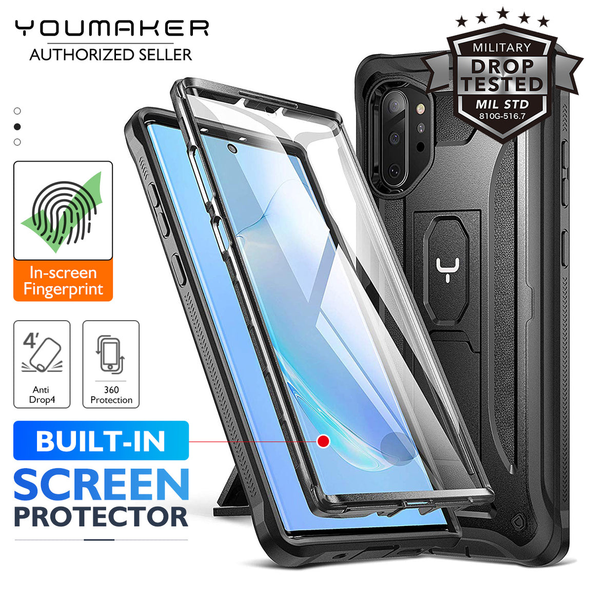 Samsung Galaxy Note 10 HEAVYDUTY Shockproof KickStand Case Cover