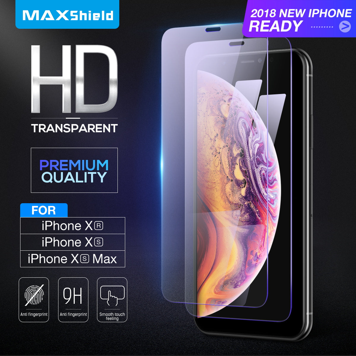 For Apple iPhone XR, Maxshield HD 9H Tempered Glass Screen Protector