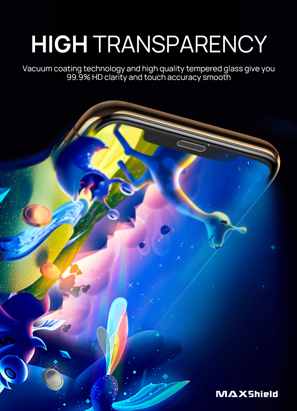 iPhone XS MAX Plus Full Coverage Tempered Glass Screen Protector