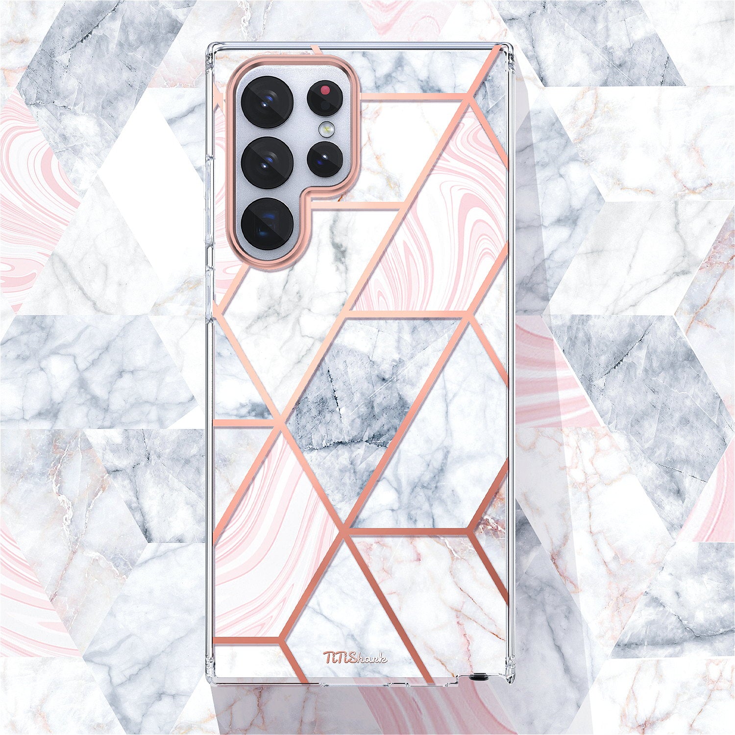 For Galaxy S22 Ultra 5G Case Clear Slim Glitter Marble Shockproof Case Cover