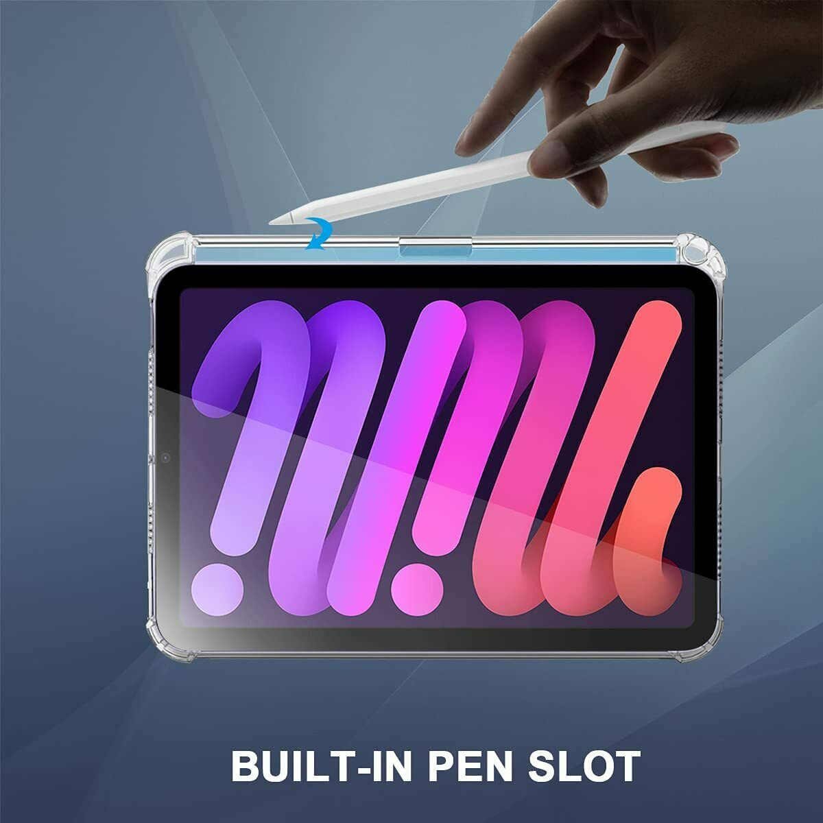 For iPad Mini 6 10.2" 9th Air 4 10.9" Clear Case Shockproof Slim Cover Pen Holder