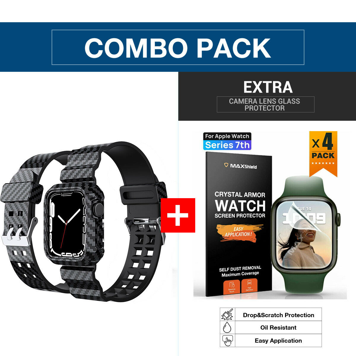 MaxShield For Apple Watch Series 7 41 45mm Band 360 Full Body Strap Case Cover