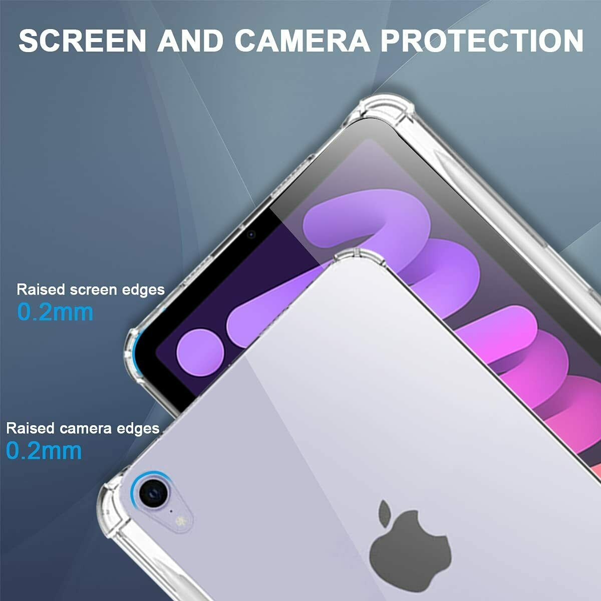 For iPad Mini 6 10.2" 9th Air 4 10.9" Clear Case Shockproof Slim Cover Pen Holder