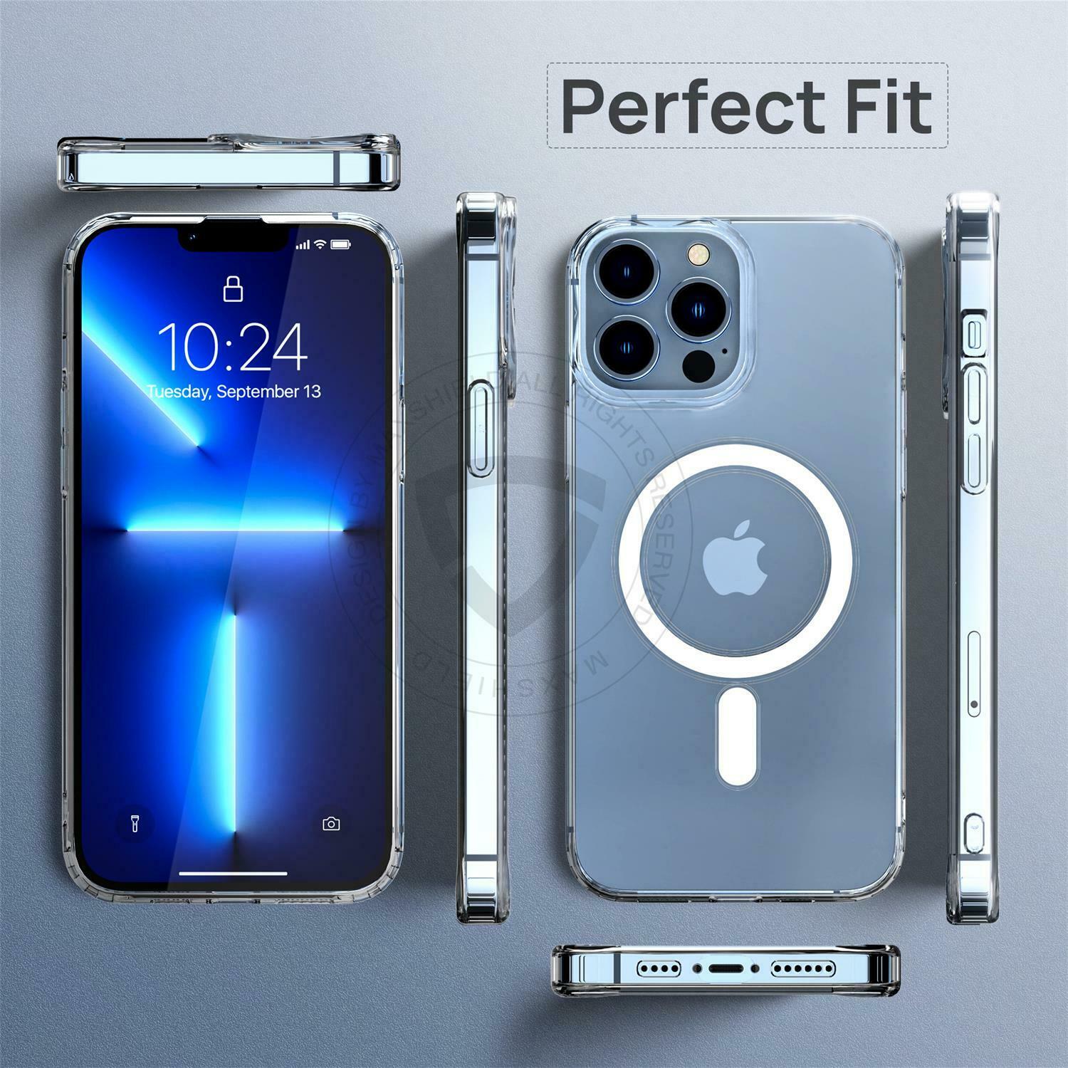 For iPhone 13 Pro Max Clear Mag Safe Magnetic Case Slim Bumper Shockproof Cover