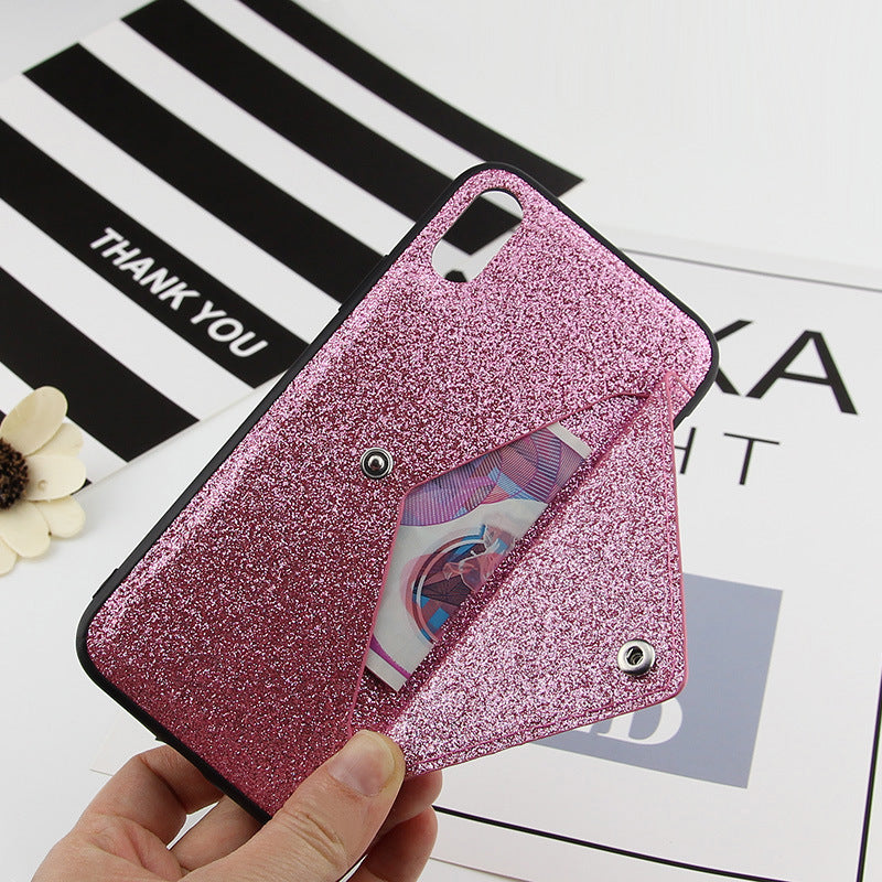 iPhone XS Max Bling Shockproof Wallet Stand Card Soft Case Cover