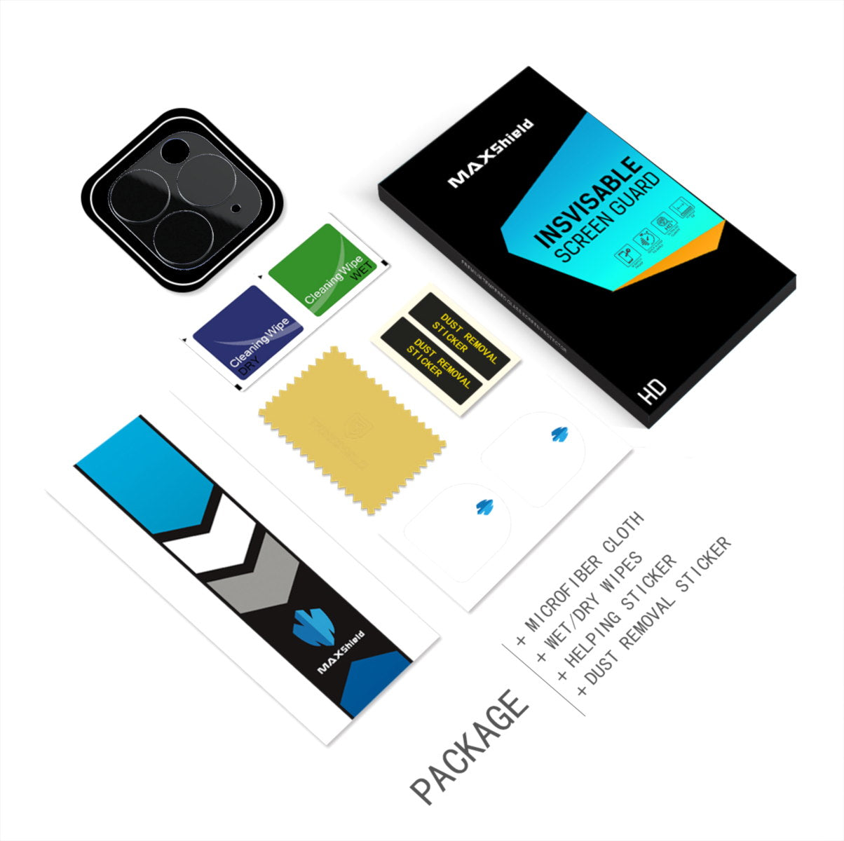 MAXSHIELD iPhone 11 Pro Max Full Coverage Camera Lens Tempered Glass Screen Protector