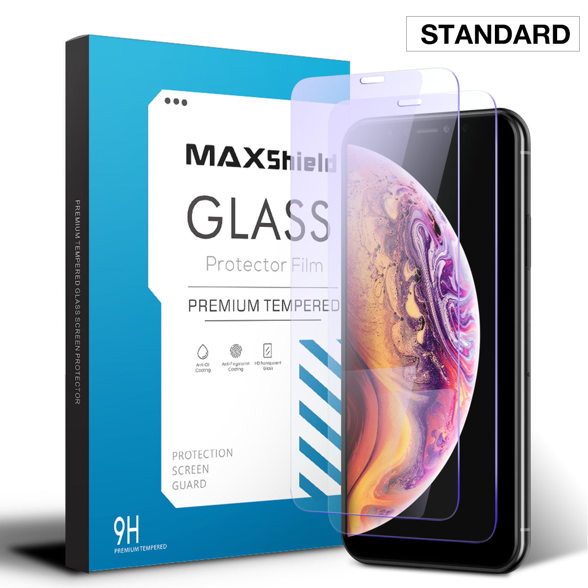 For Apple iPhone X, Maxshield HD 9H Tempered Glass Screen Protector