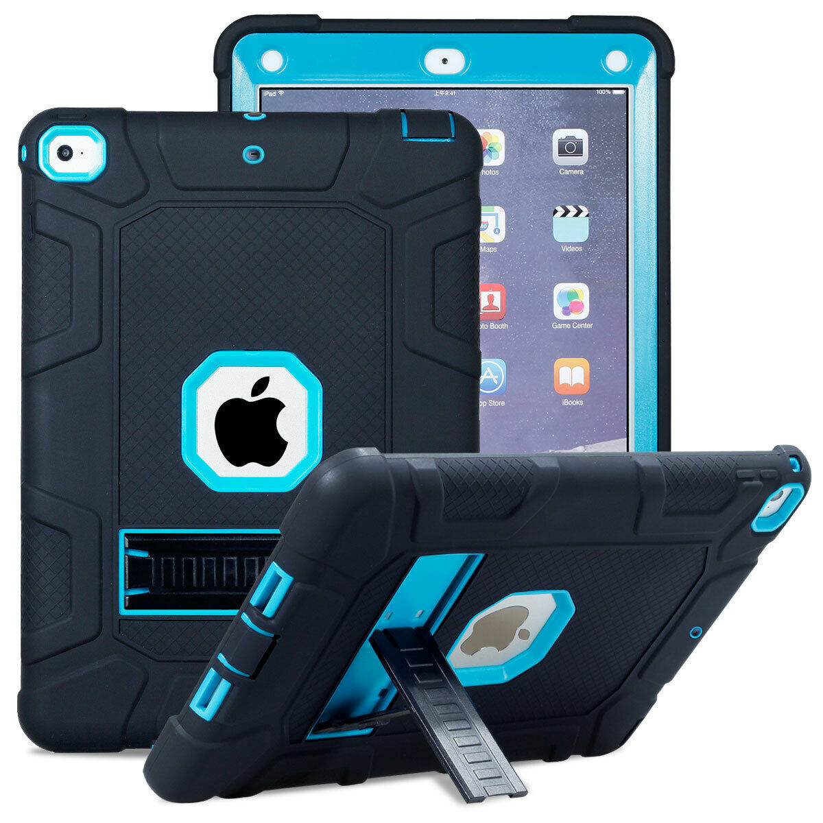 For iPad 2/3/4 Shockproof Rubber Stand Hard Case Cover