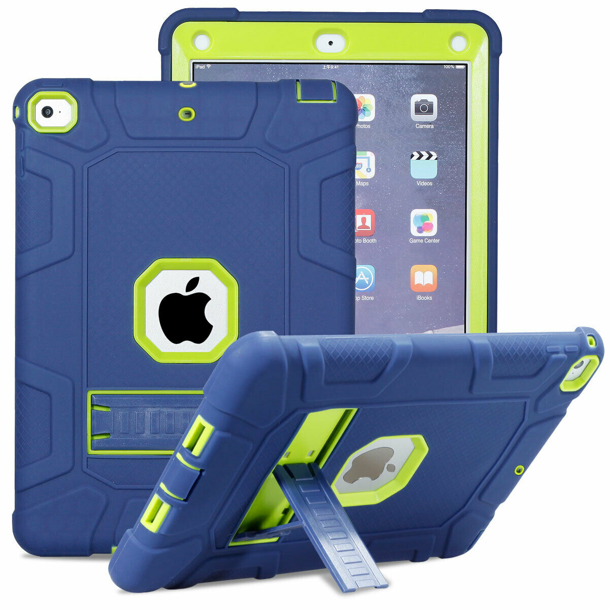 For iPad 6th 9.7'' 2018 Shockproof Rubber Stand Hard Case Cover