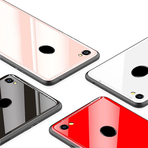 For OPPO AX5 Slim Case Cover Back Tempered Glass-Black/Red/Pink/White