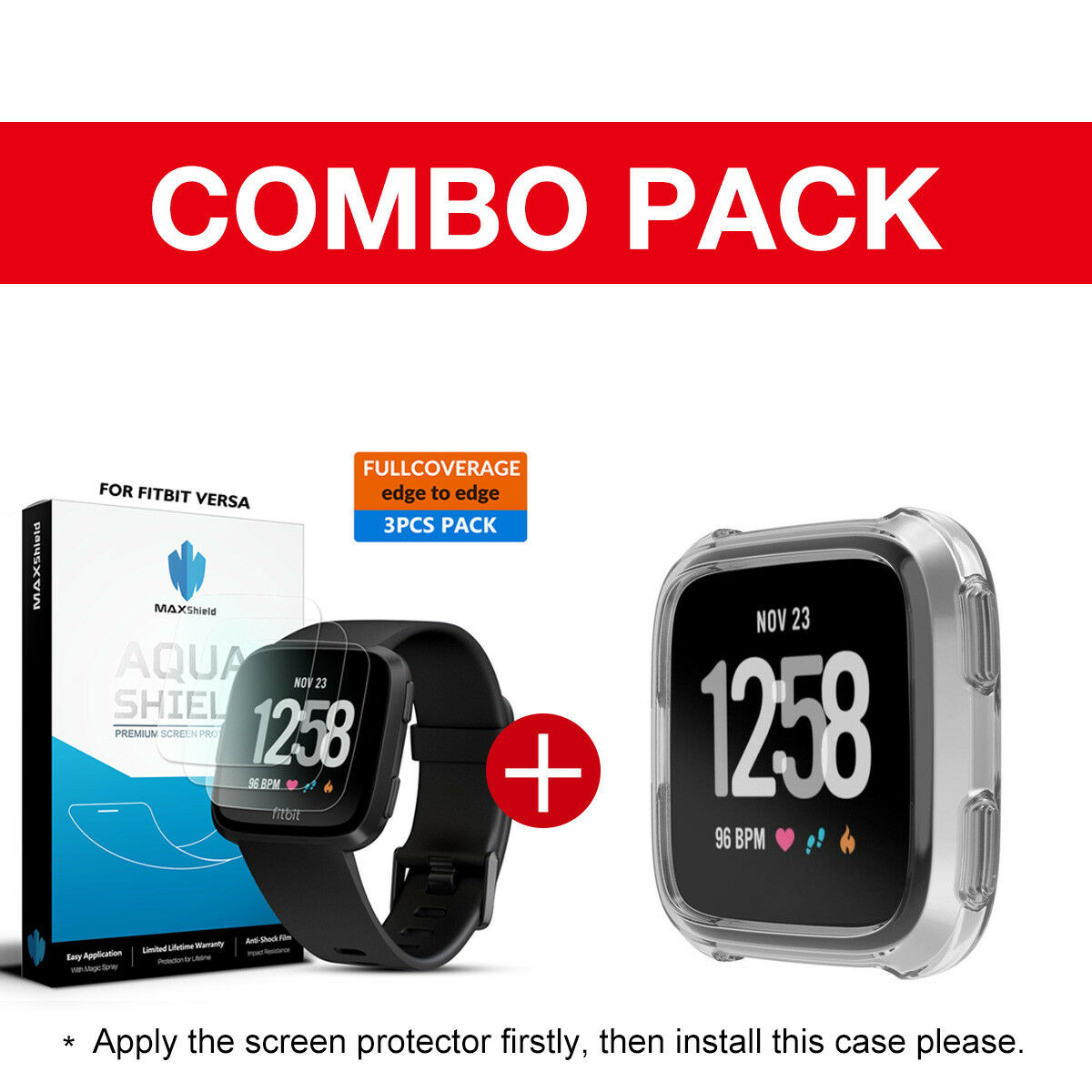 3 Pack For Fitbit Versa 3 2 Screen Protector Full Coverage Flexible Film