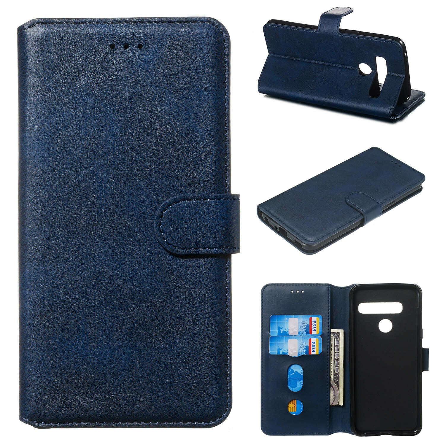 For LG Q60 Luxury Wallet Leather Case Card Slots Cover