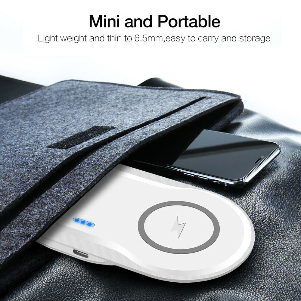 Dual Wireless Charger Phone Fast Charging Pad Mat For iPhone Samsung Galaxy AU For Double 5W-Black