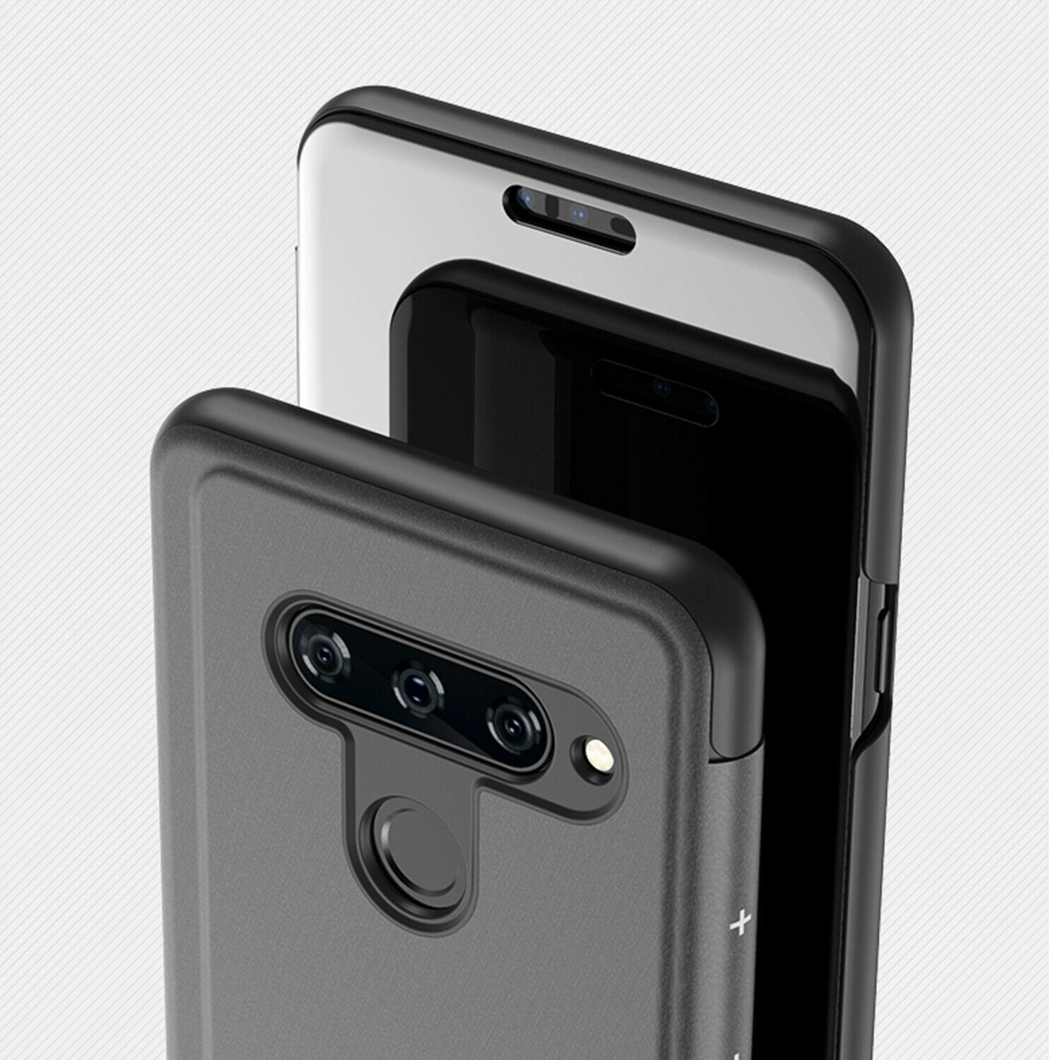 For LG V40 Case Luxury Ultra Slim Mirror View Thin Flip Stand Cover