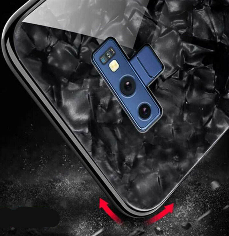 For Samsung S10 Plus Case Luxury Tempered Glass Back Shockproof Cover-Black