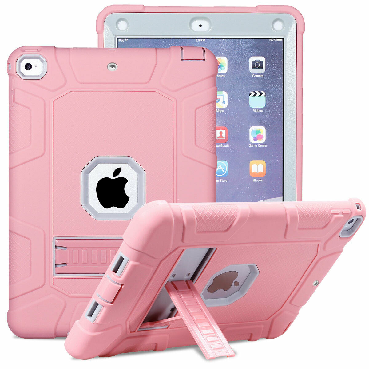 For iPad 5th 9.7'' 2018 Shockproof Rubber Stand Hard Case Cover