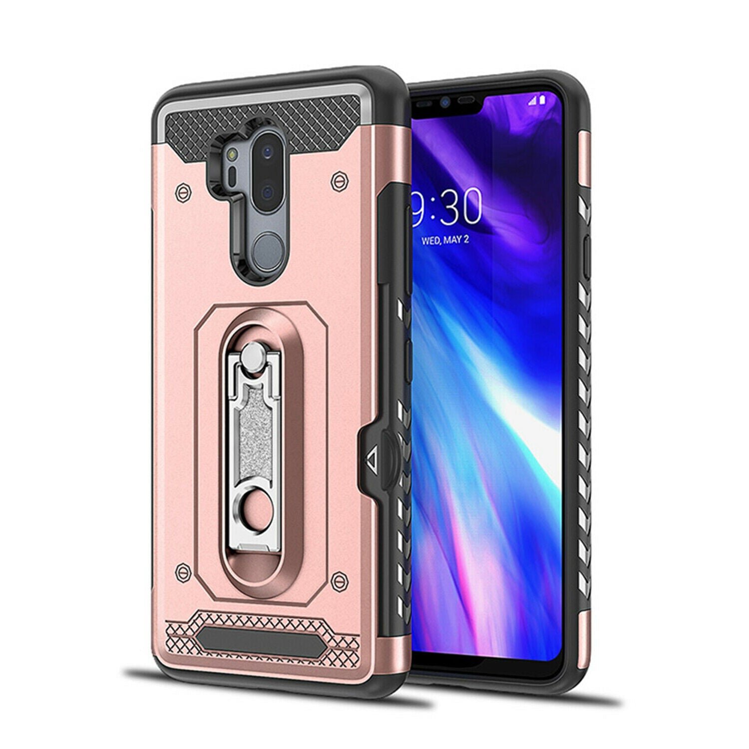 For LG G7 Case Hybrid TPU Heavy Duty Card Slot Stand Shockproof Cover