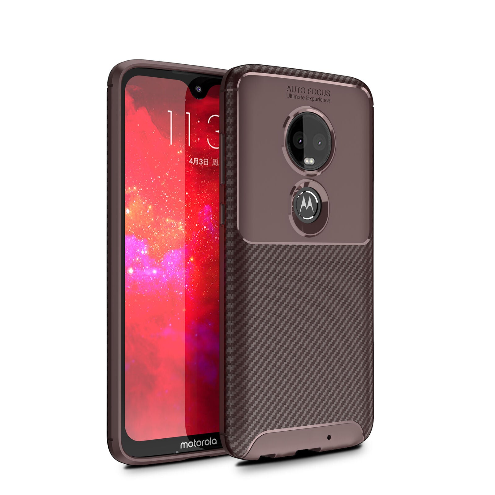 Motorola Moto G7 Shockproof Carbon Fiber soft Case Cover
