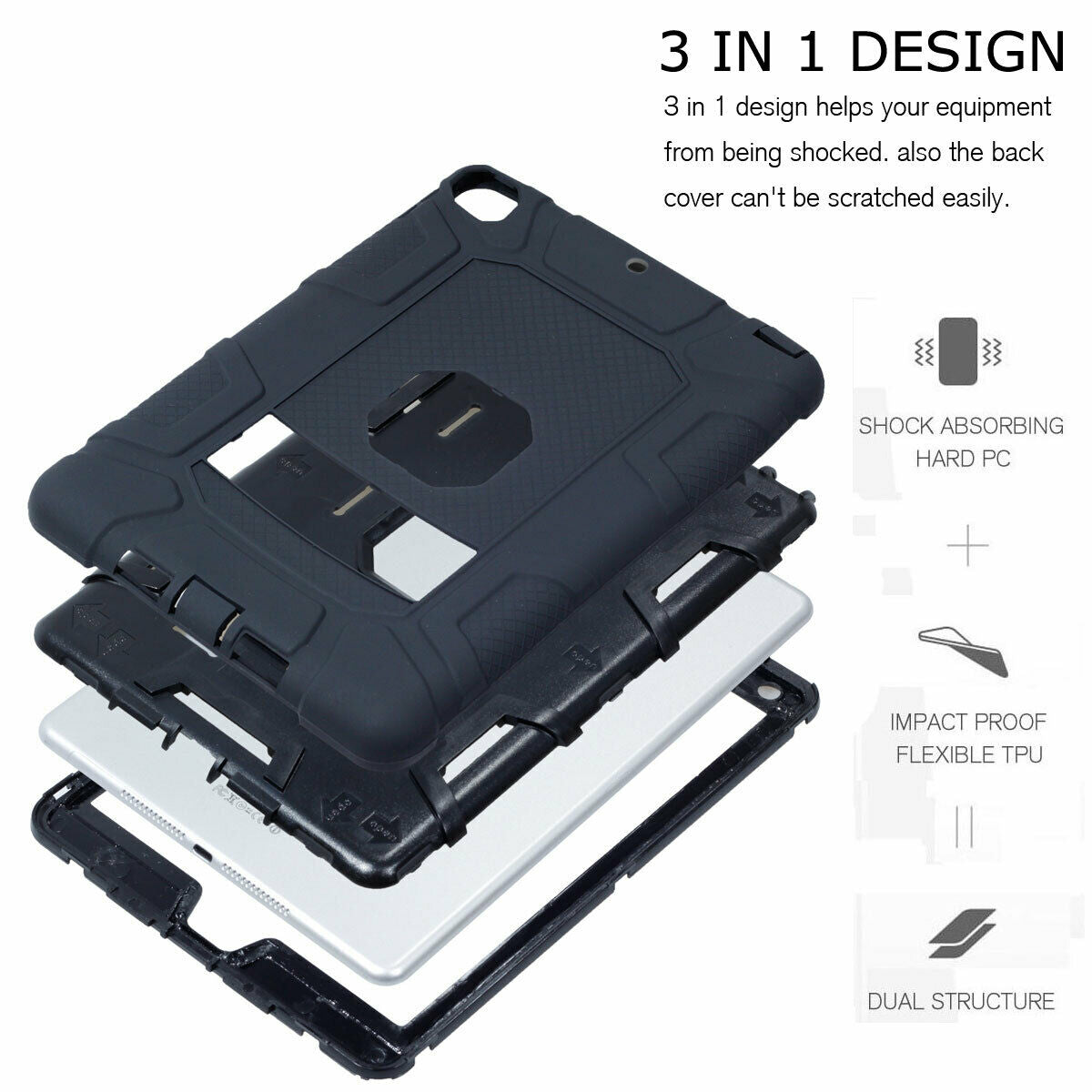 For iPad 6th 9.7'' 2018 Shockproof Rubber Stand Hard Case Cover