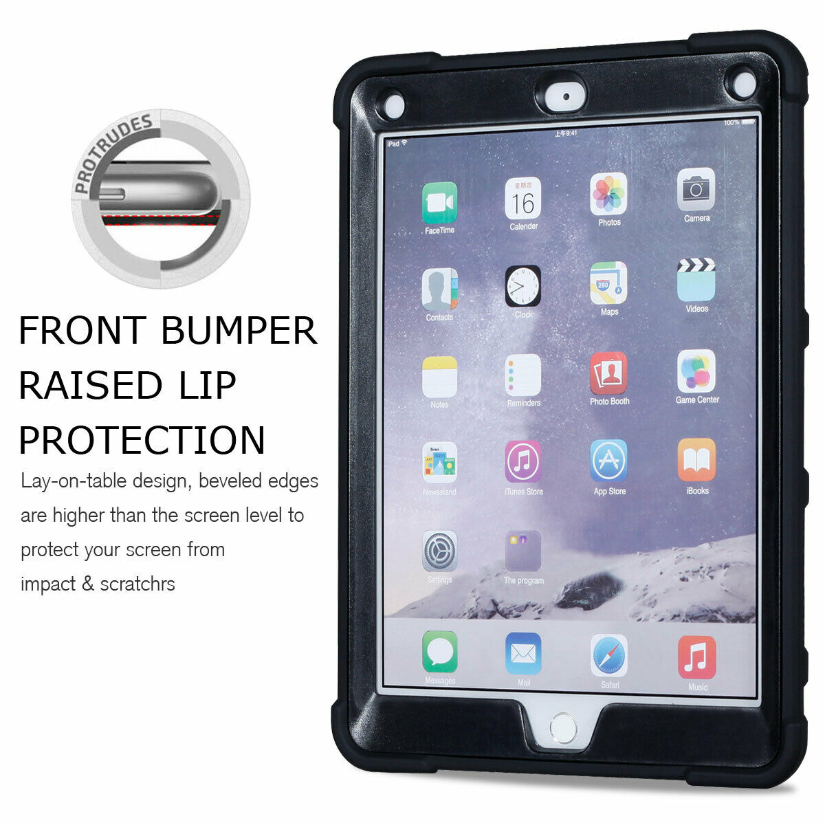 For iPad 6th 9.7'' 2018 Shockproof Rubber Stand Hard Case Cover