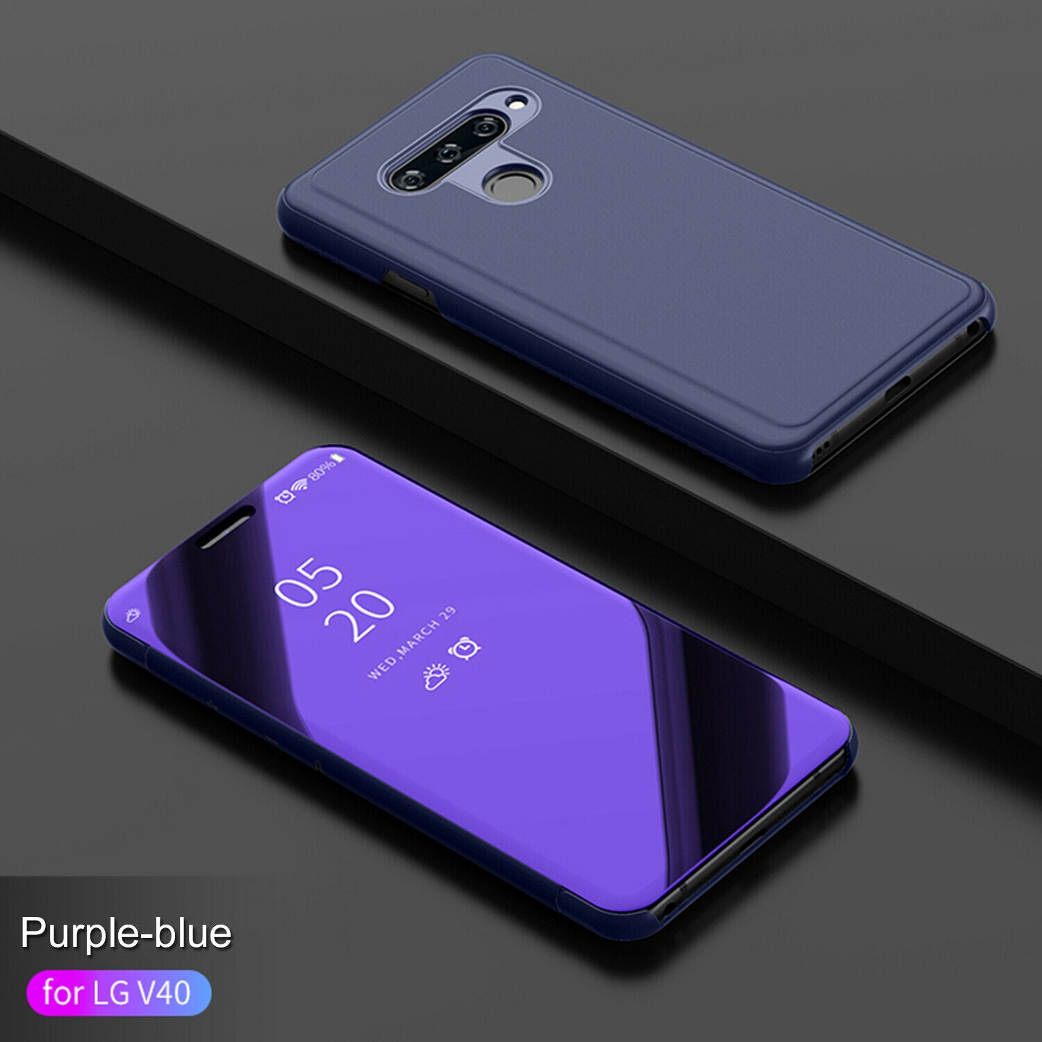 For LG V40 Case Luxury Ultra Slim Mirror View Thin Flip Stand Cover