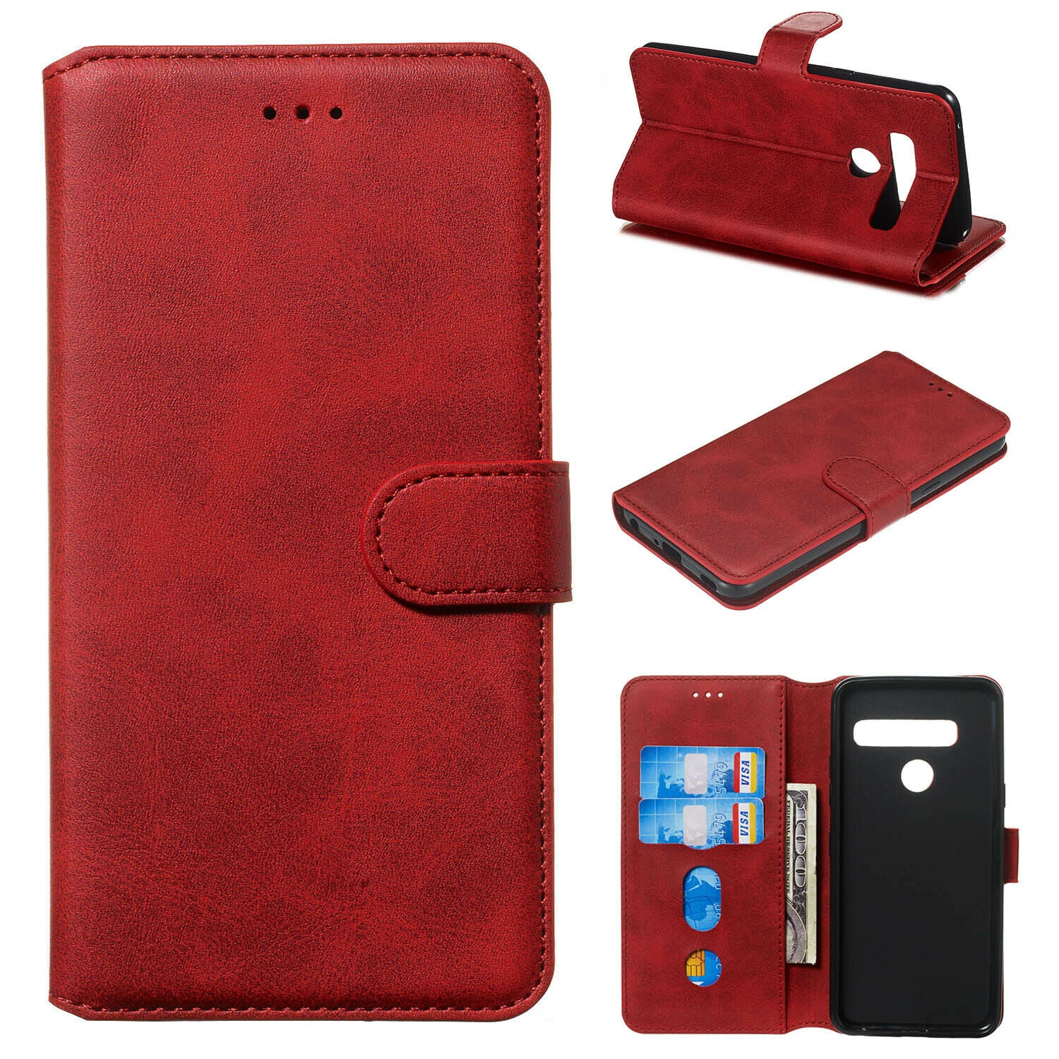 For LG V50 Luxury Wallet Leather Case Card Slots Cover