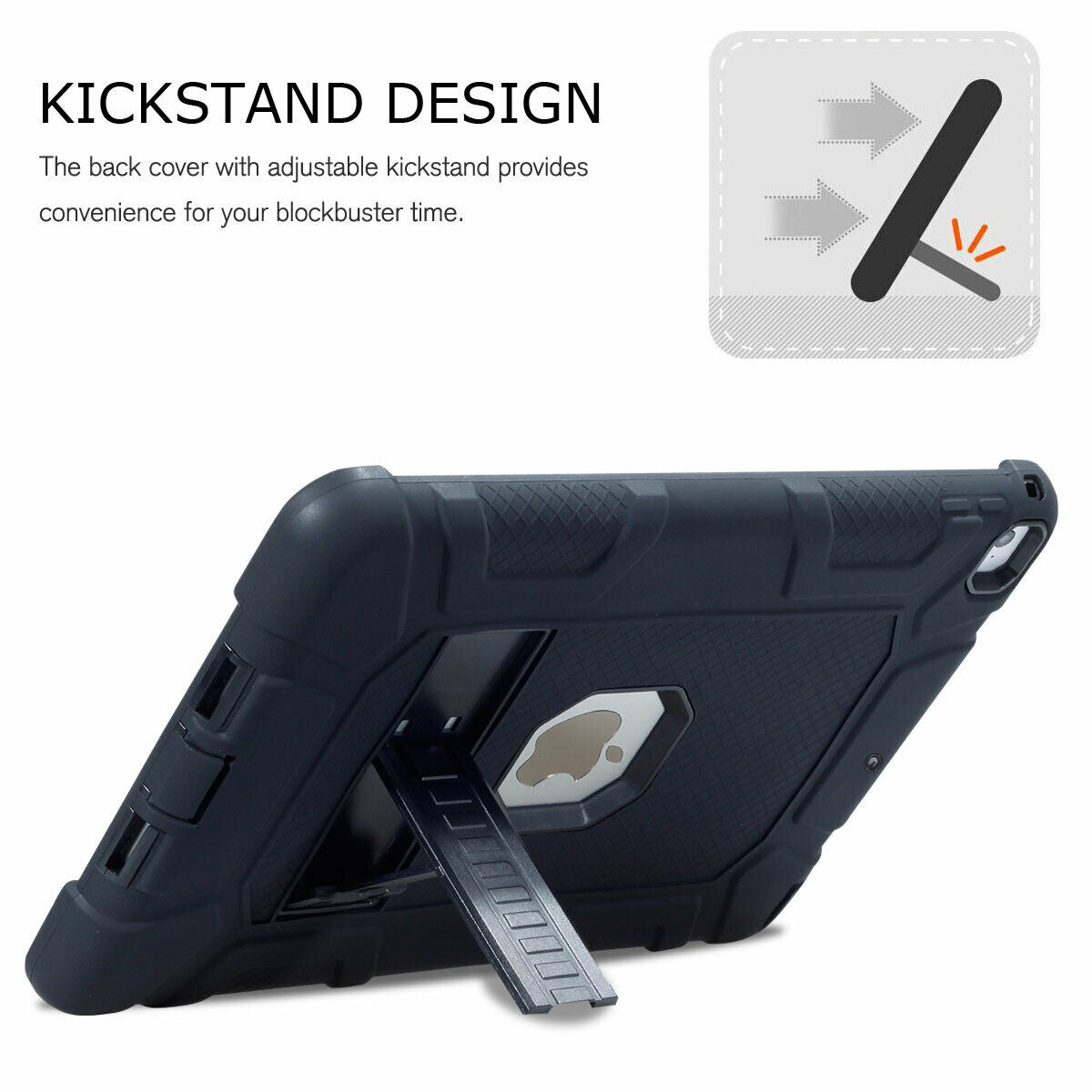 For iPad 6th 9.7'' 2018 Shockproof Rubber Stand Hard Case Cover