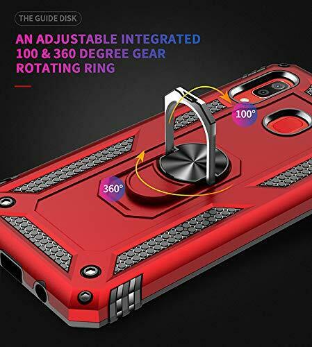 Samsung Galaxy A30 Anti Scratch Rugged Magnetic Car Mount Ring Case Heavy Duty Case Cover (Red)