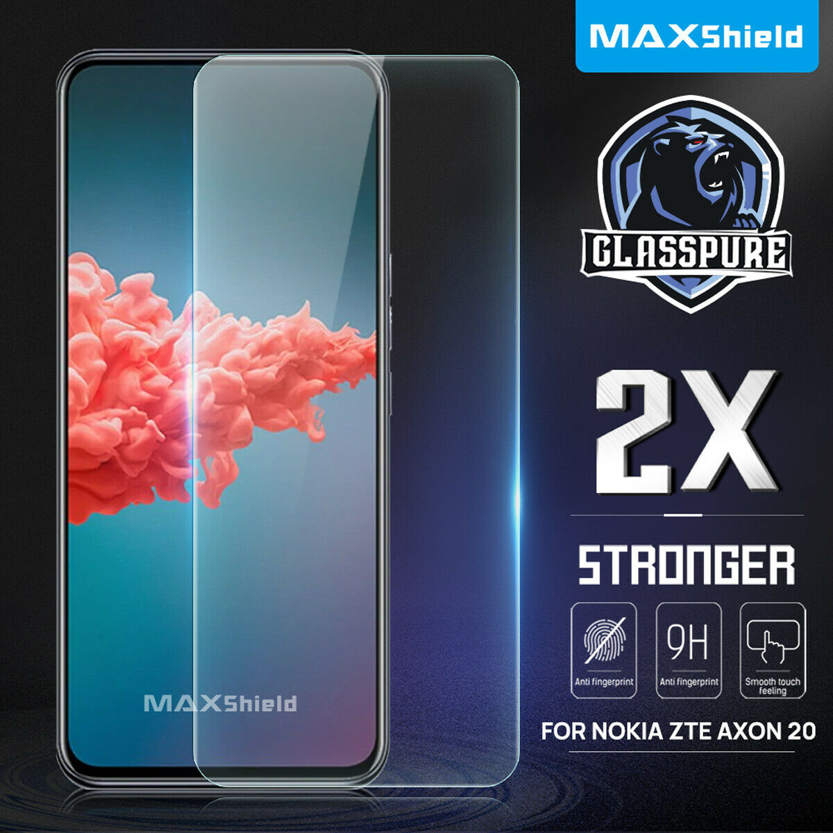 For ZTE Axon 20 5G Full Coverage MAXSHIELD 9H Tempered Glass Screen Protector