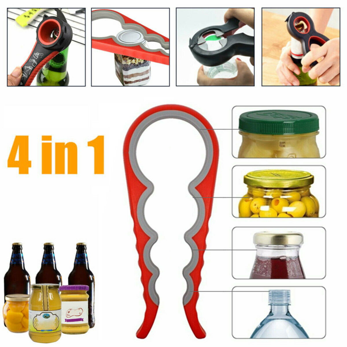 Multi Tool Top Manual Cap Screwing Bottle Can Beer Opener Jar Kitchen Adjustable