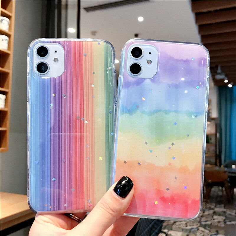 For iPhone 12 Pro Max Rainbow Case MAXSHIELD Soft TPU Glitter Shockproof Cover