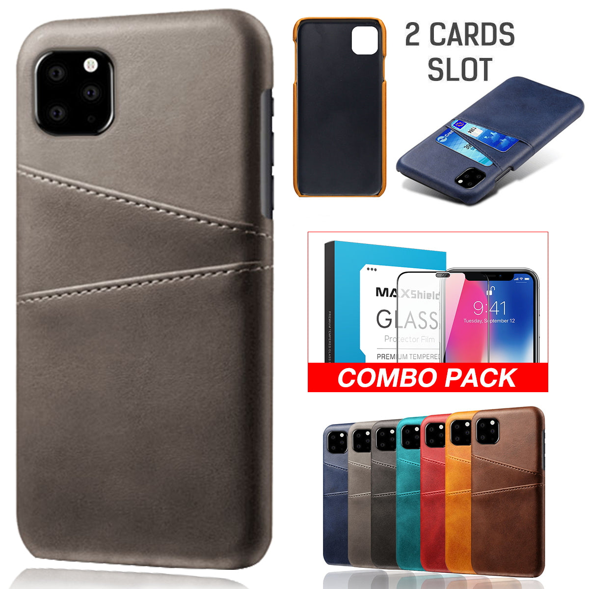iPhone XI 11 Pro Max Wallet Case Leather Slim Layered Card Slot Cover