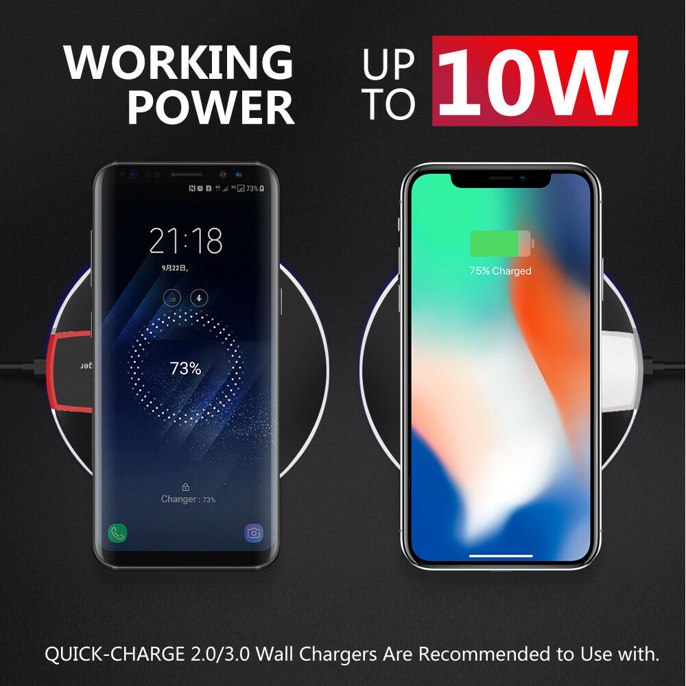 Qi Wireless Charger Charging Pad For iPhone 11 Pro XS XR Samsung S9 S10 Note 10