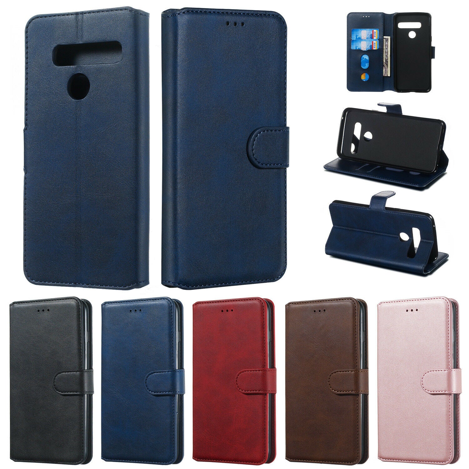 For LG K50 Luxury Wallet Leather Case Card Slots Cover