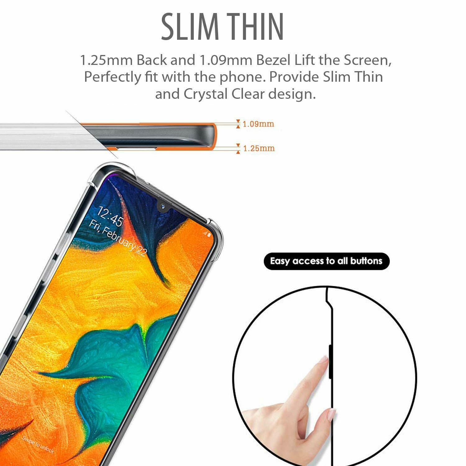 Samsung Galaxy A30 Clear Case Shockproof Gel Heavy Duty Tough Cover