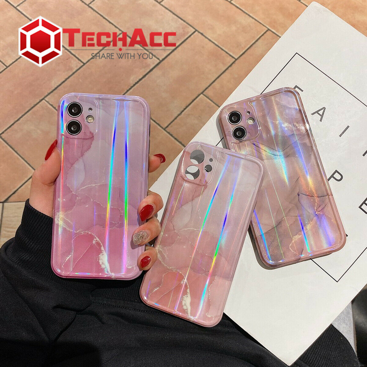 For iPhone 12 Pro Max Soft Slim Case Silicone Marble Shockproof Laser Clear Cover