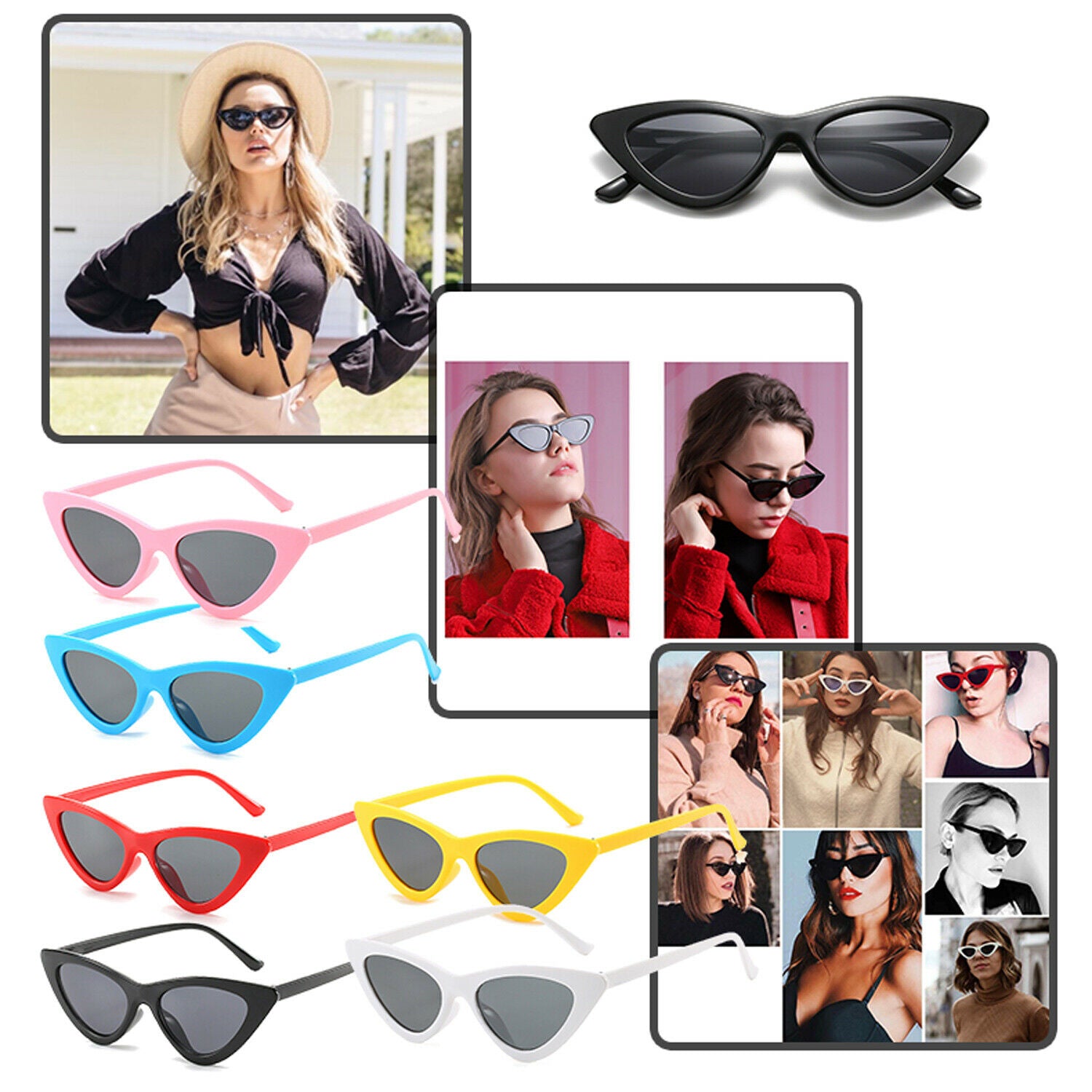 Vintage Retro Vintage Cat Eye Sunglasses Fashion Women Rapper Unisex Goggles