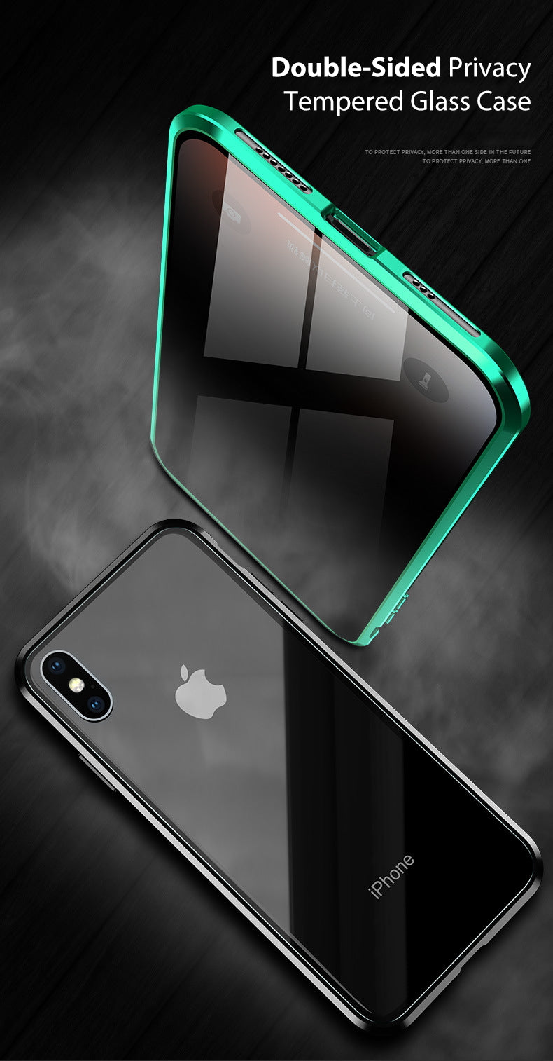iPhone XS  Case Magnetic Metal Anti Spy Tempered Glass Cover