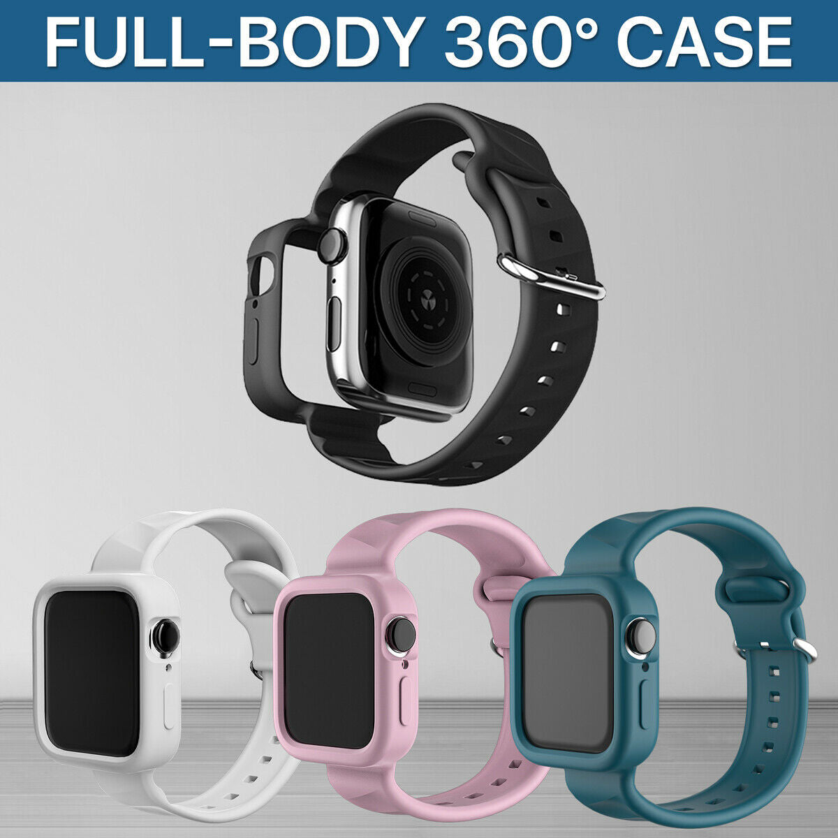 For Apple Watch iWatch Series SE 6 5 4 3 38/42mm Silicone Strap Case Cover Band