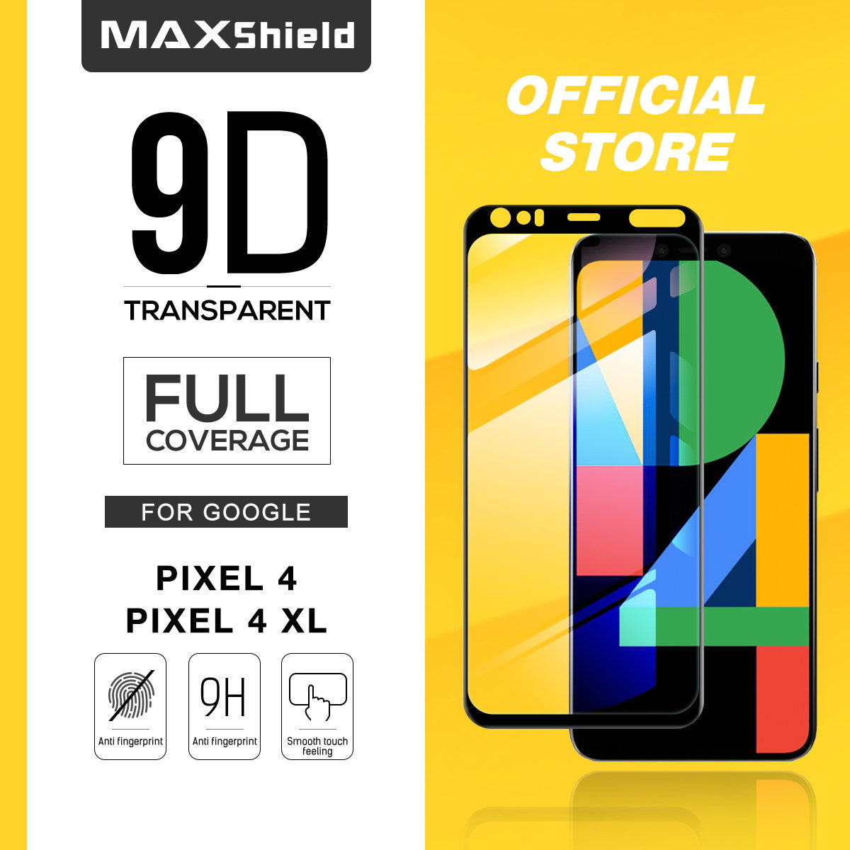 Google Pixel 4 XL MAXSHIELD Full Cover Premium Tempered Glass Screen Protector