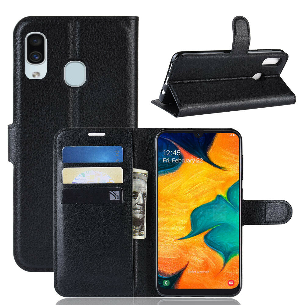 Samsung Galaxy A50 Wallet Leather Case Flip Magnetic Card Slot Cover-Black