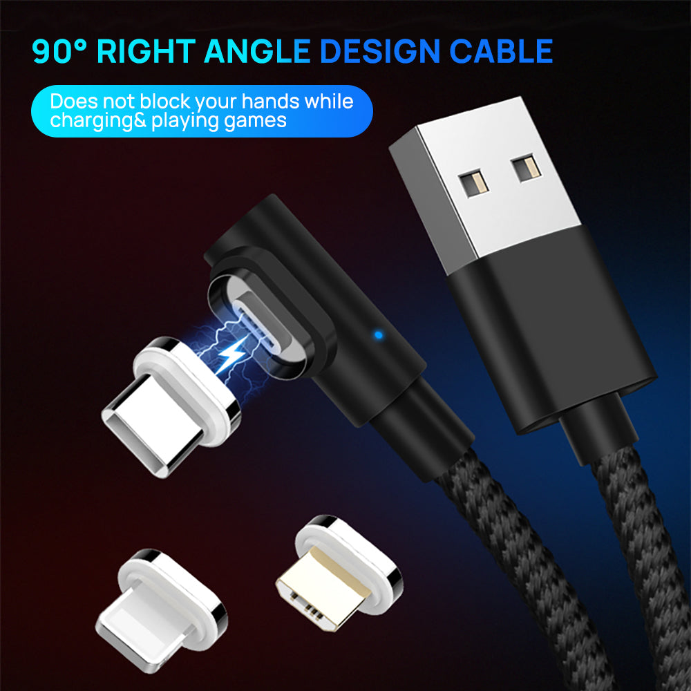 90 Degree 5A USB Magnetic Data Charging Cable Fast Charger For iPhone