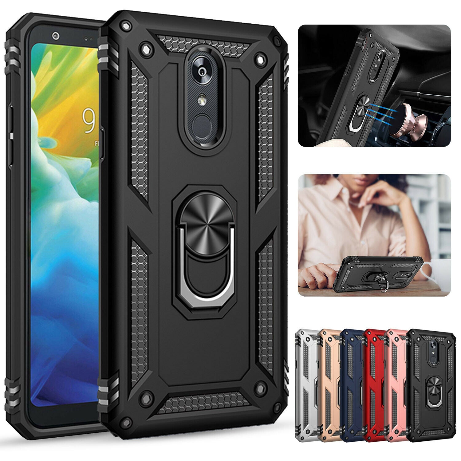 For LG K50 Case Magnetic Hybrid Ring Holder Armor Rugged Cover