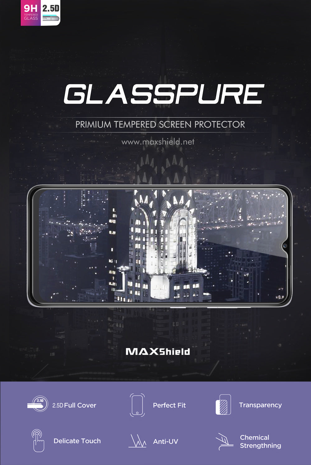 MAXSHIELD Tempered Glass Screen Protector For Galaxy A32 5G